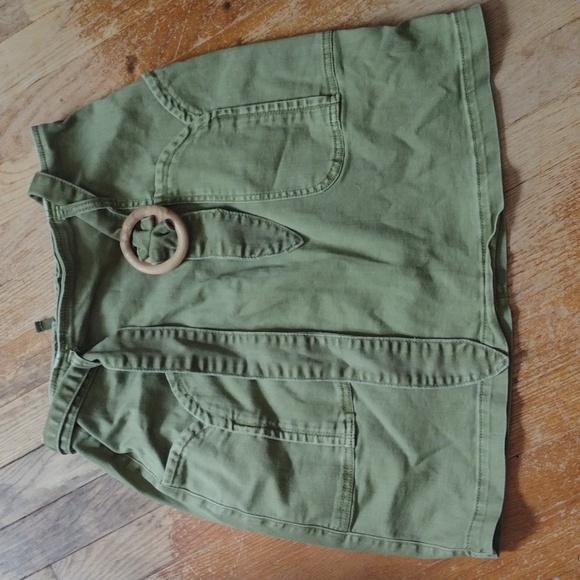 Anthropologie pilcro and the letterpress mini skirt in army green size 12 - Picture 2 of 4